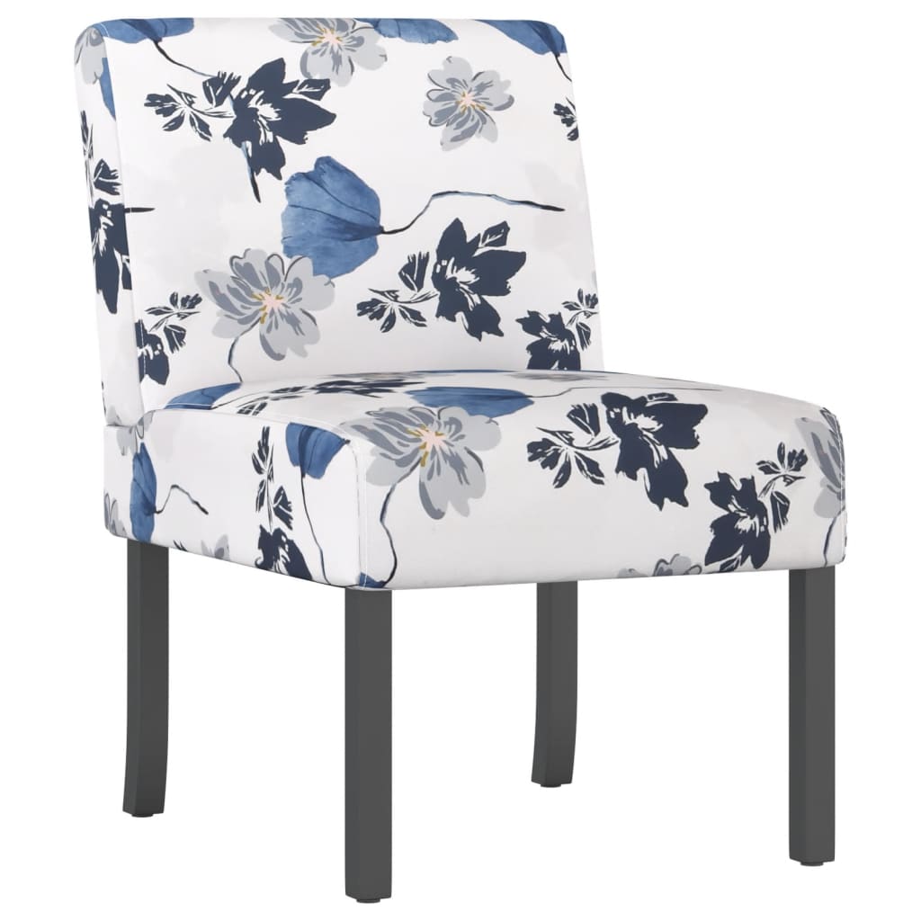 Elegant Blue Floral Fabric Slipper Chair - Comfortable & Chic