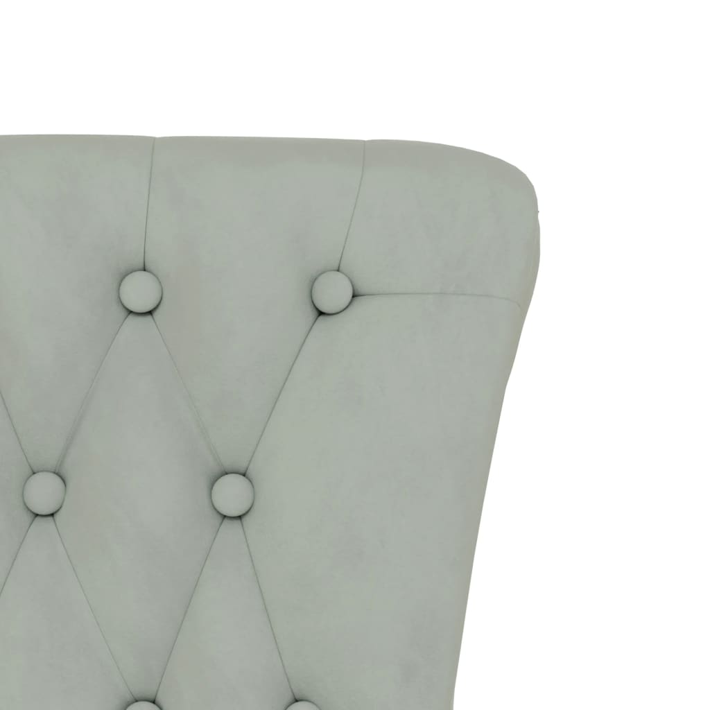 Light Grey Velvet High Back Chair with Button Design