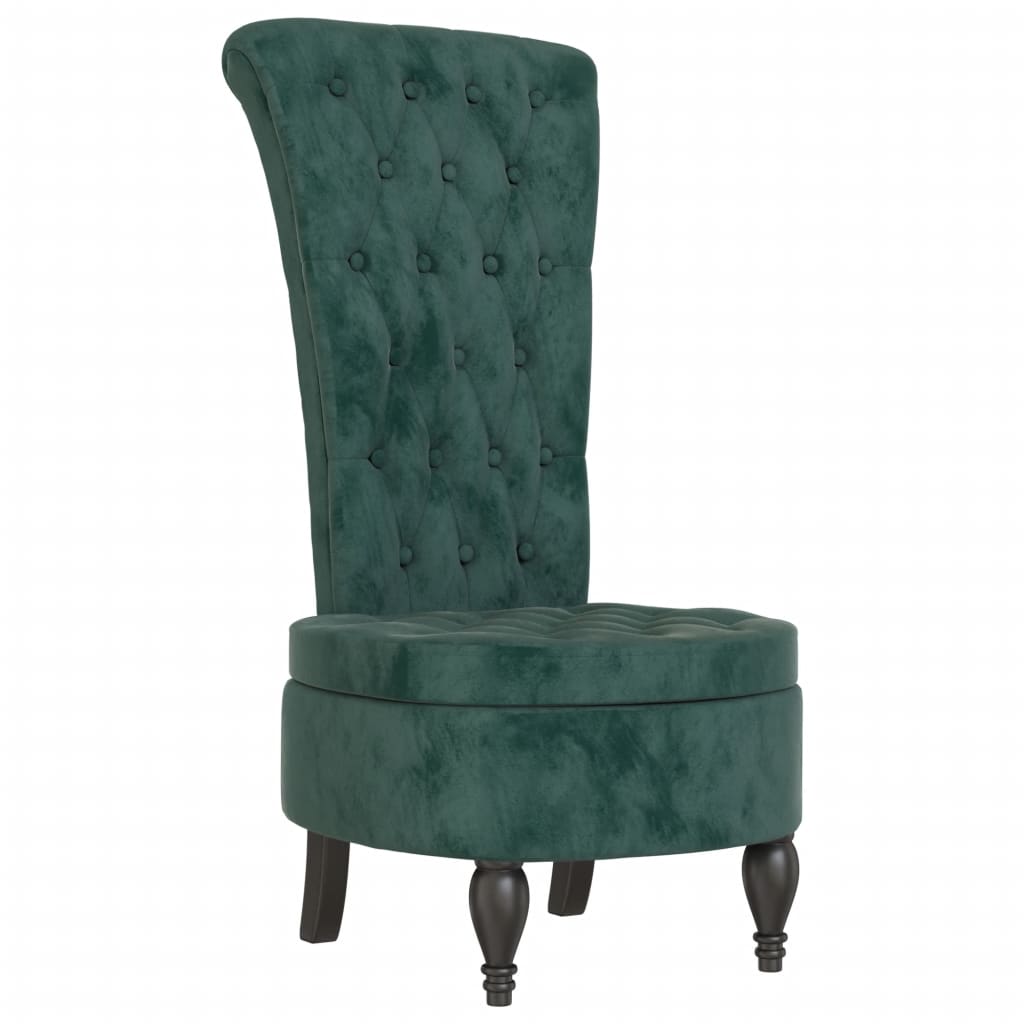 Luxurious Dark Green Velvet High Back Chair with Button Design