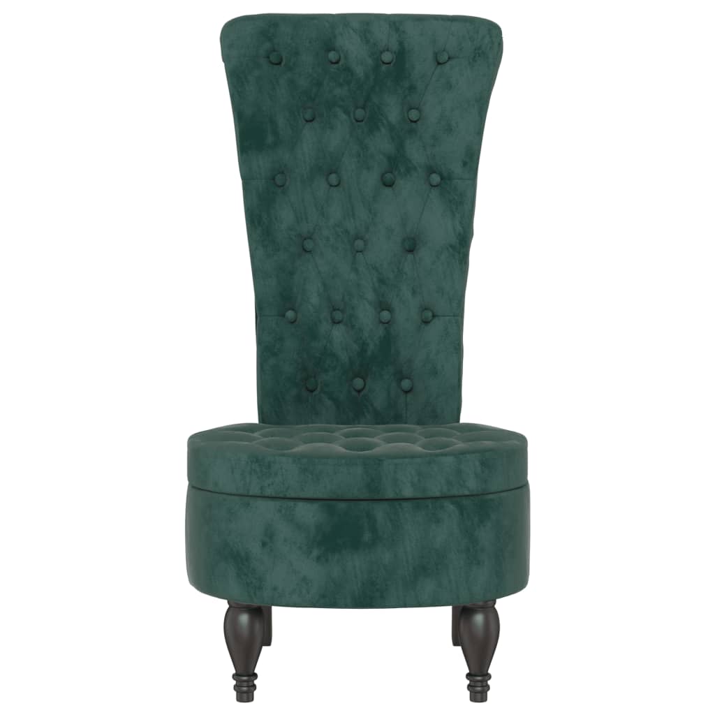 Luxurious Dark Green Velvet High Back Chair with Button Design