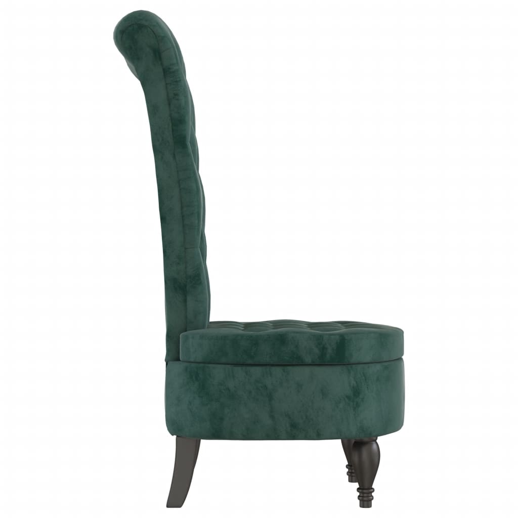 Luxurious Dark Green Velvet High Back Chair with Button Design