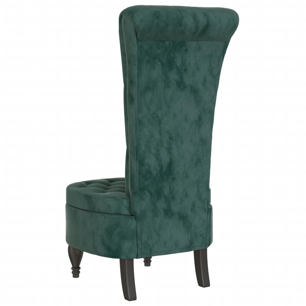 Luxurious Dark Green Velvet High Back Chair with Button Design