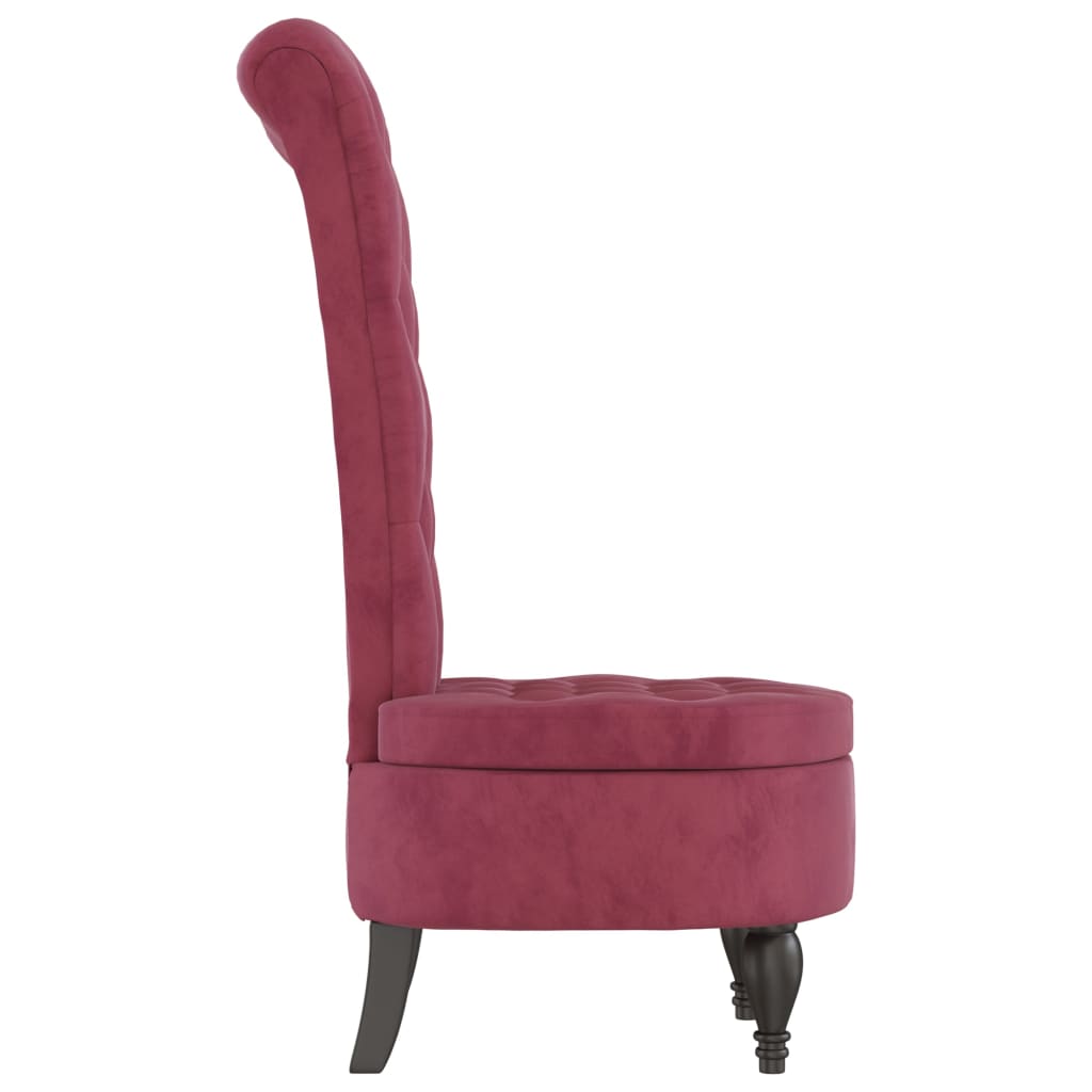 Elegant Wine Red Velvet High Back Chair with Button Design