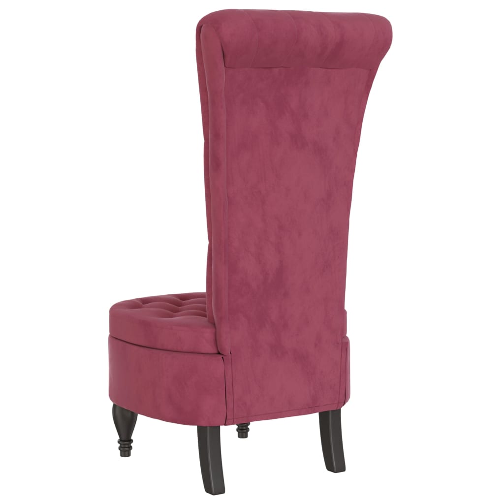 Elegant Wine Red Velvet High Back Chair with Button Design