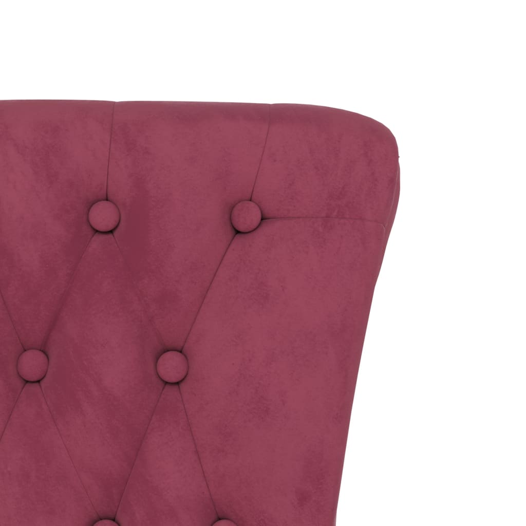 Elegant Wine Red Velvet High Back Chair with Button Design