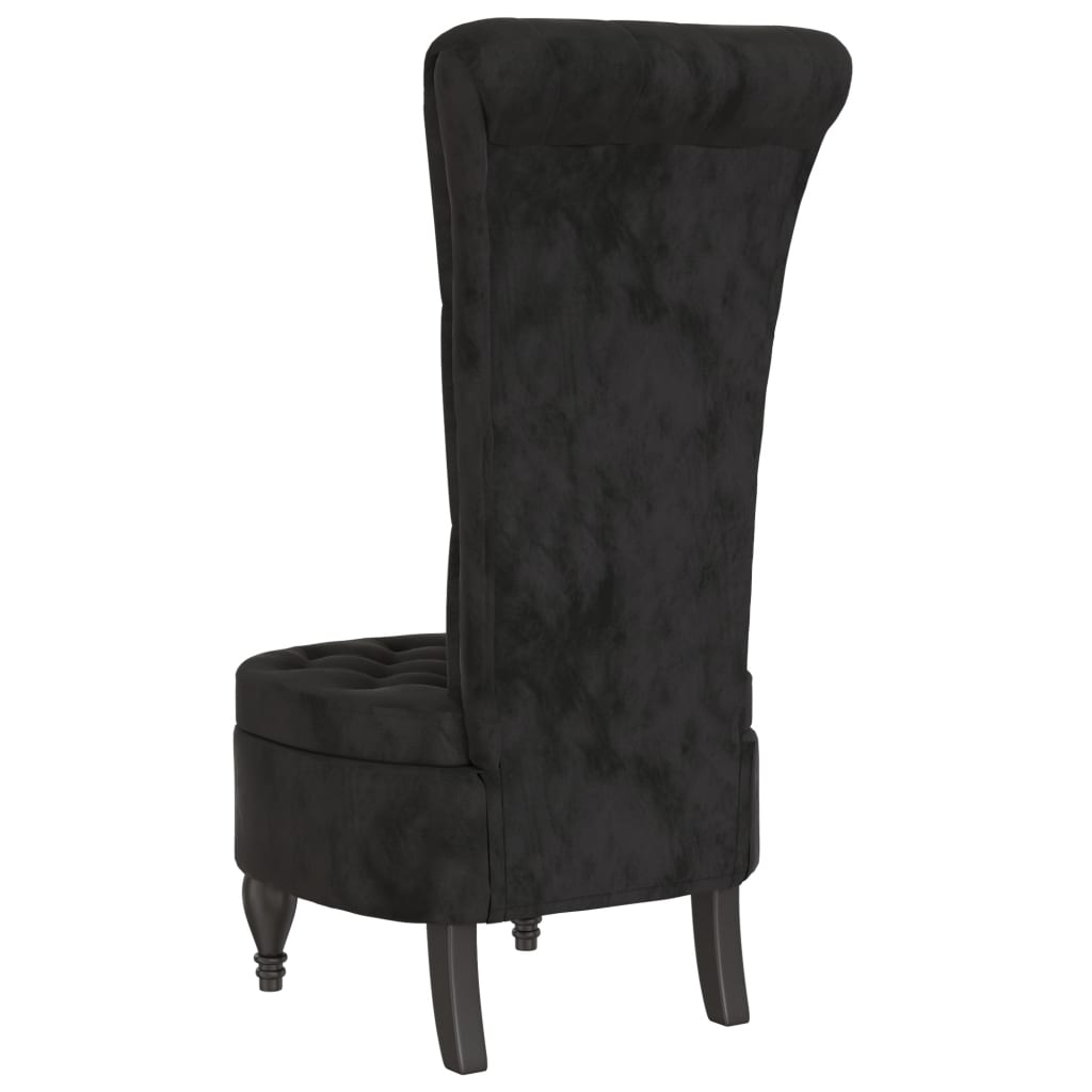 Elegant High Back Chair in Black Velvet with Button Design