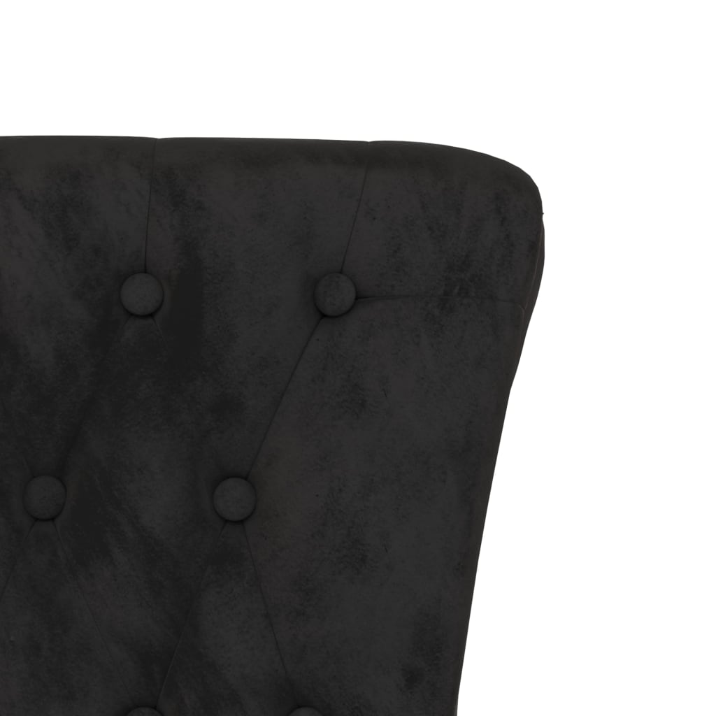 Elegant High Back Chair in Black Velvet with Button Design