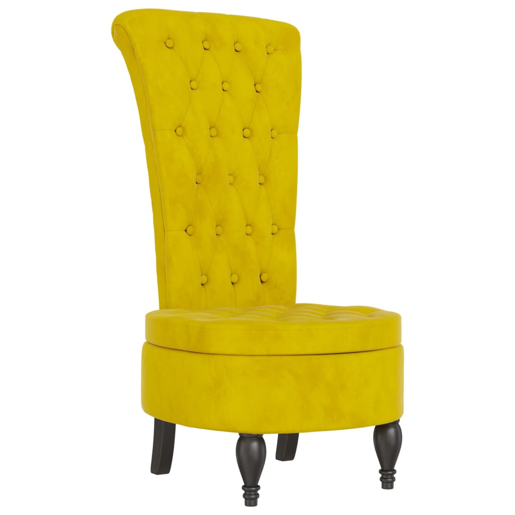 Yellow Velvet High Back Chair with Elegant Button Design