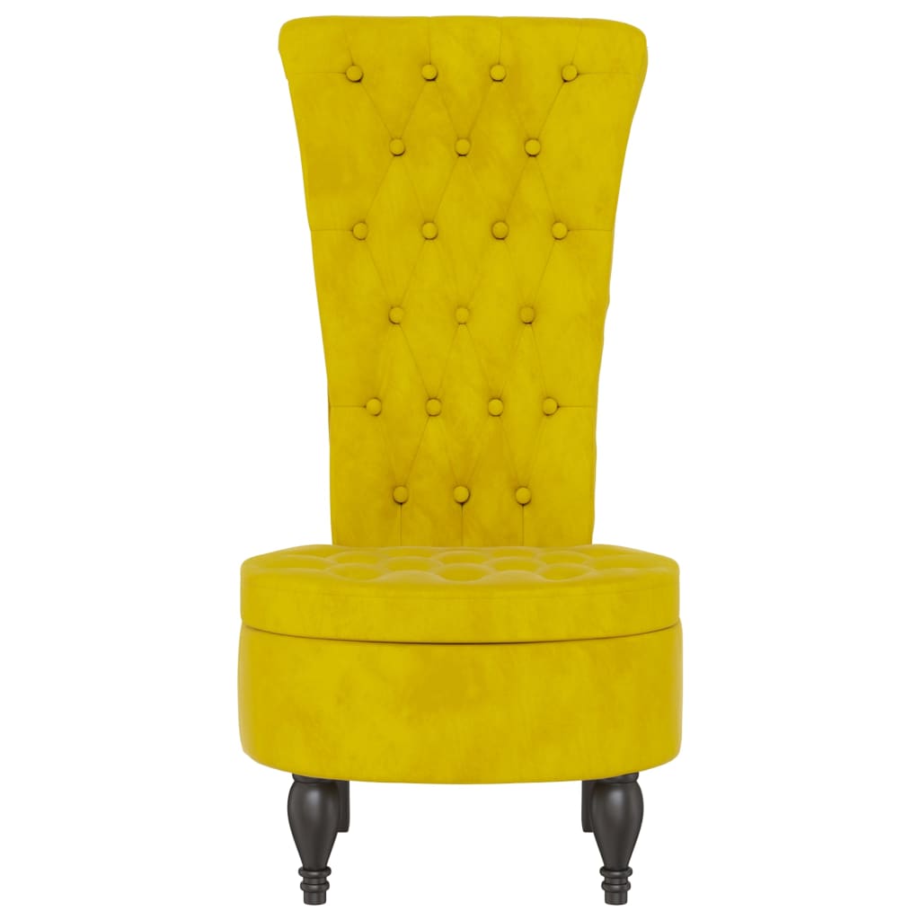 Yellow Velvet High Back Chair with Elegant Button Design