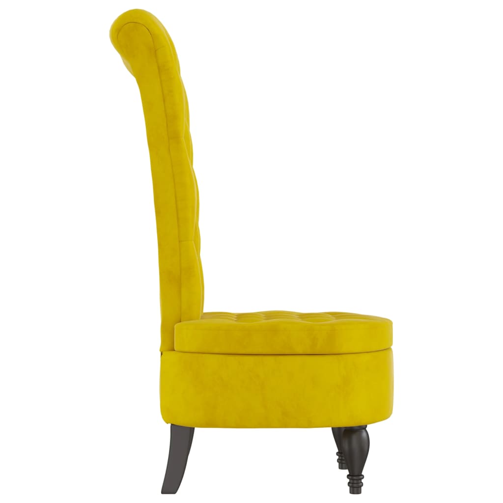 Yellow Velvet High Back Chair with Elegant Button Design