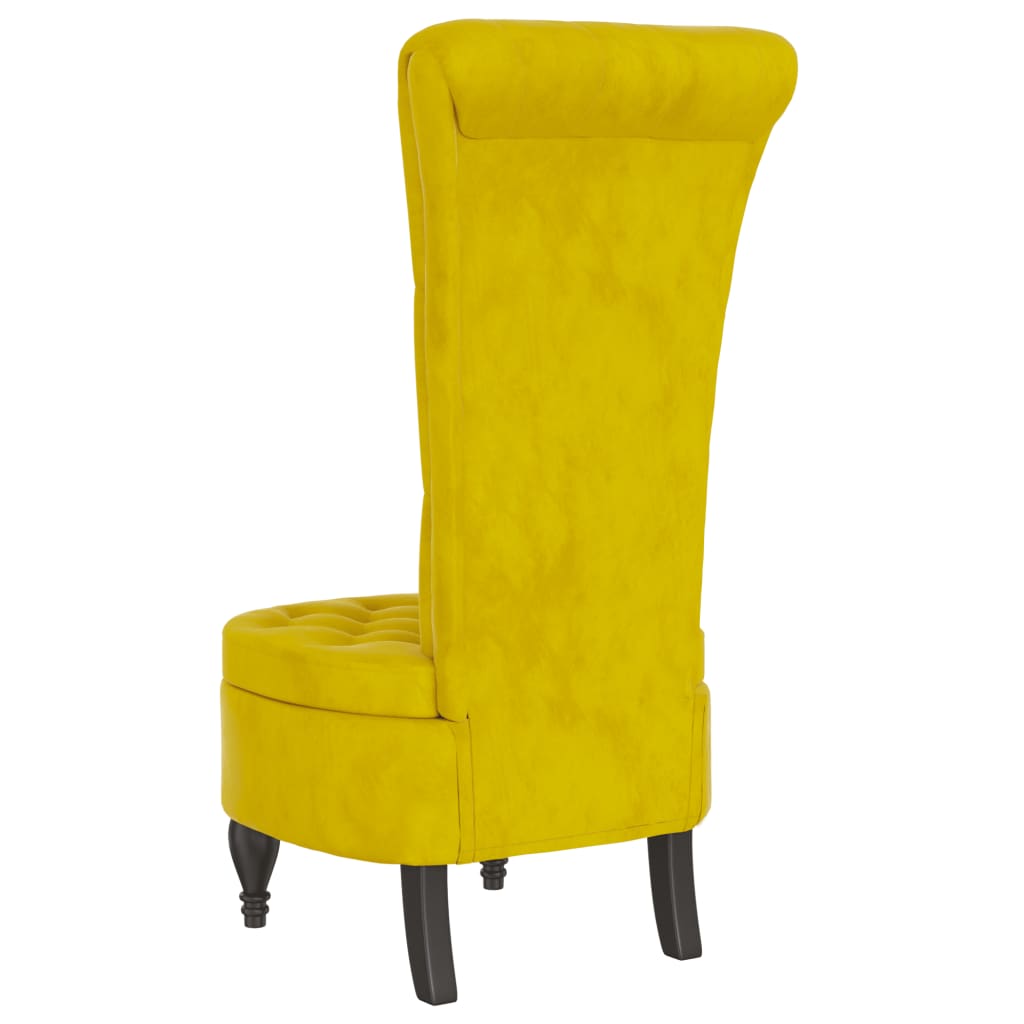 Yellow Velvet High Back Chair with Elegant Button Design