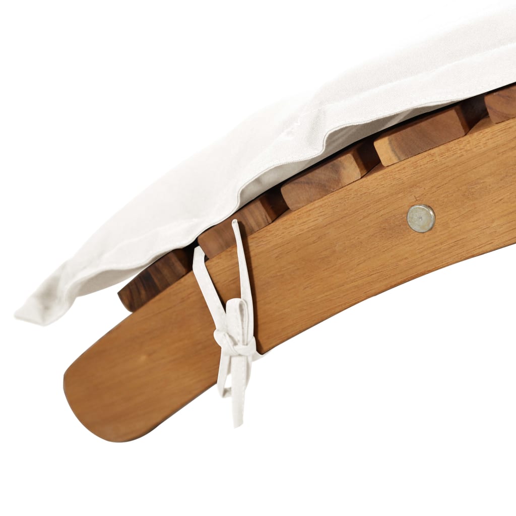 Solid Wood Acacia Sun Lounger with Cream Cushions