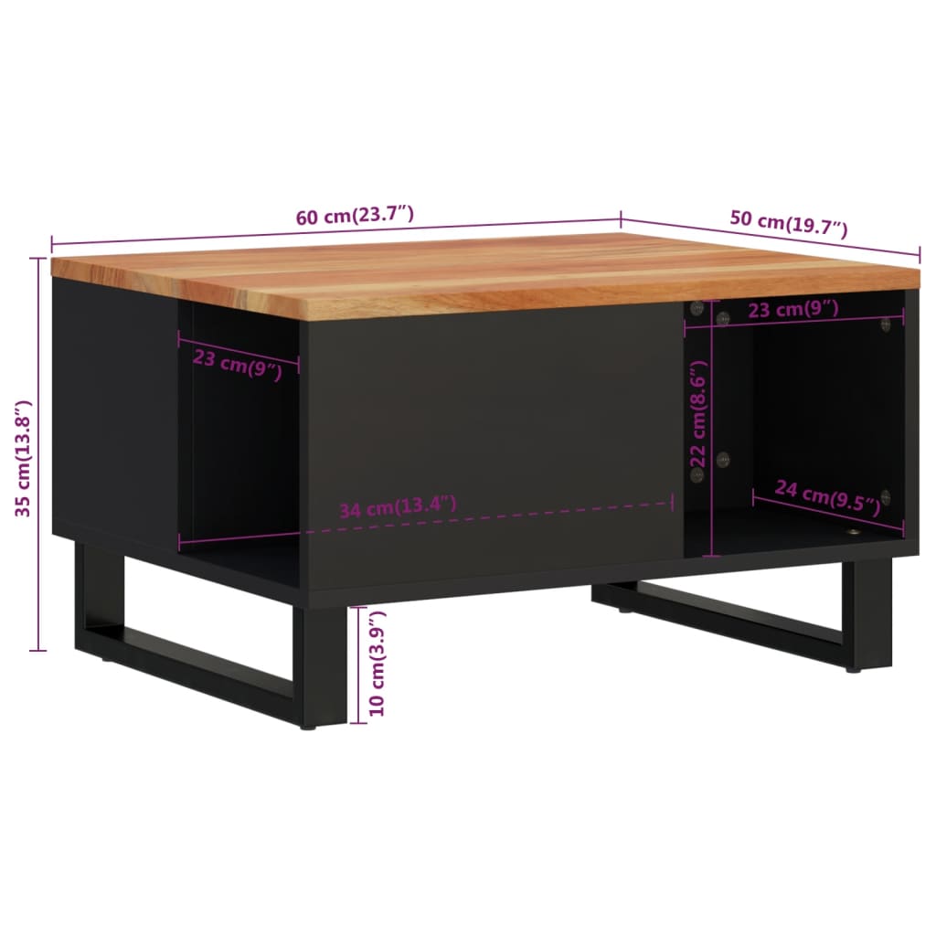 Coffee Table 60x50x35 cm Solid Wood Acacia