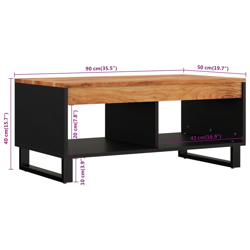 Coffee Table 90x50x40 cm Solid Wood Acacia