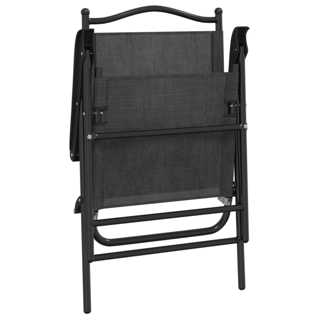 4-Piece Folding Garden Chairs, Melange Grey Steel & Textilene