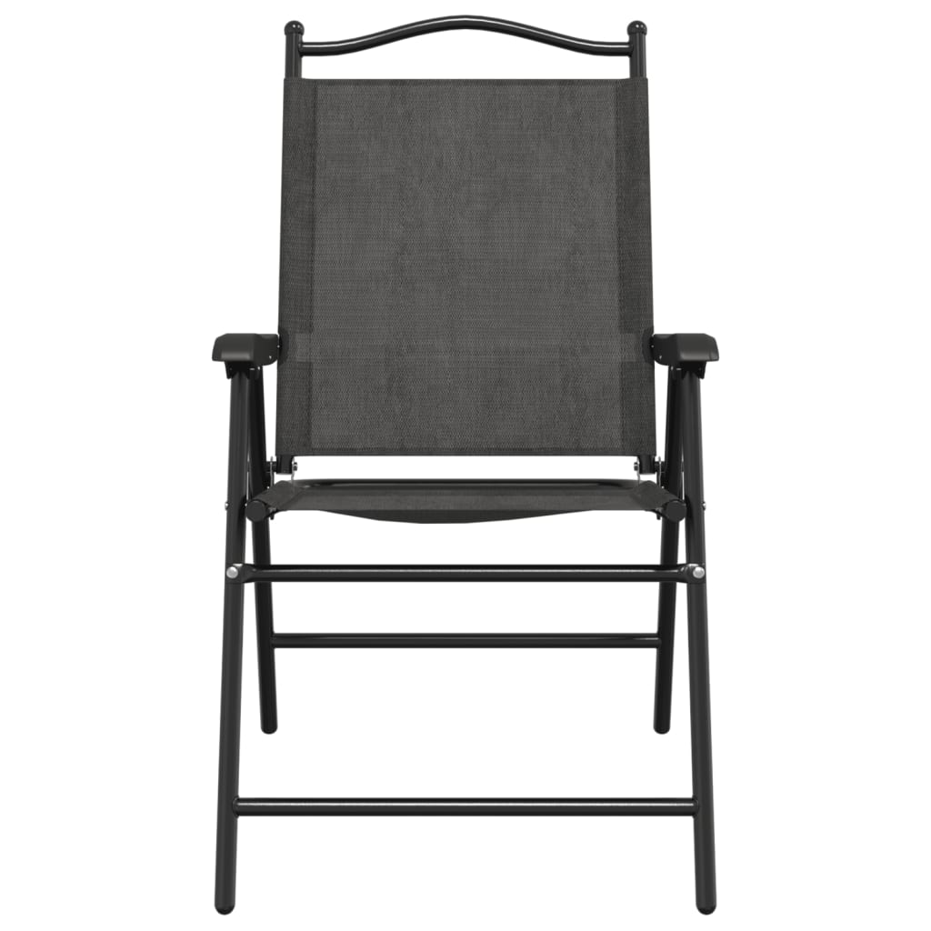8-Piece Folding Garden Chairs, Melange Grey Steel & Textilene