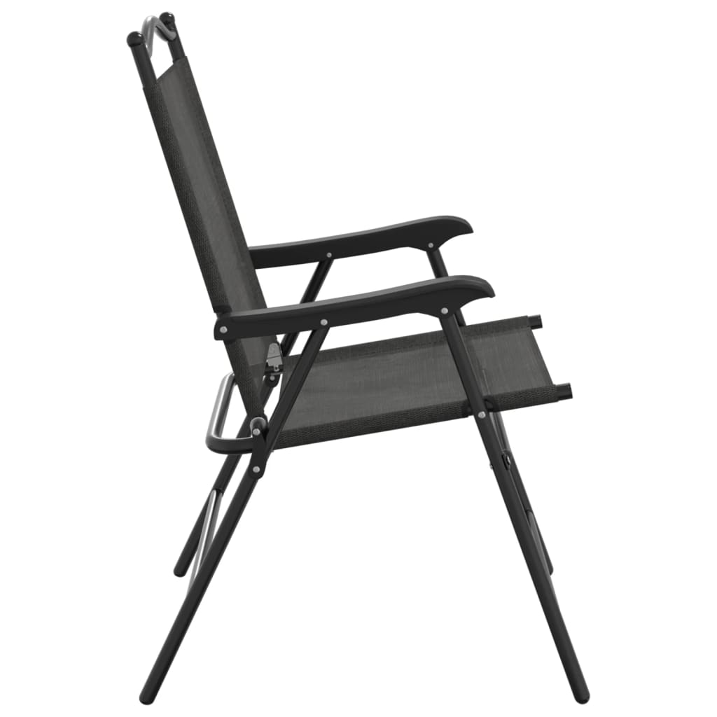 8-Piece Folding Garden Chairs, Melange Grey Steel & Textilene
