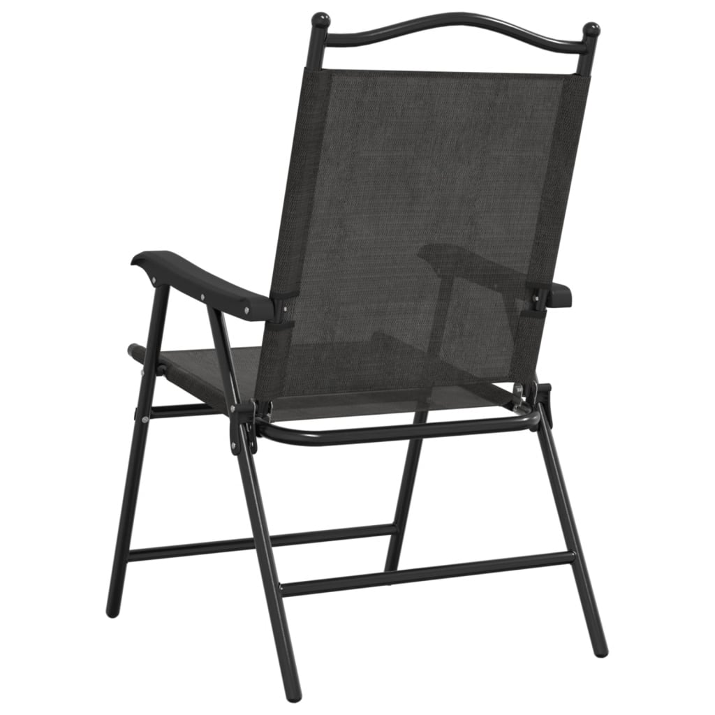 8-Piece Folding Garden Chairs, Melange Grey Steel & Textilene