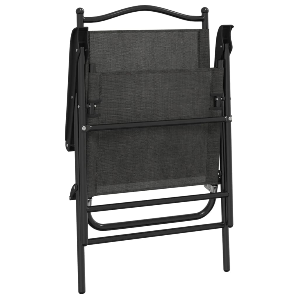 8-Piece Folding Garden Chairs, Melange Grey Steel & Textilene