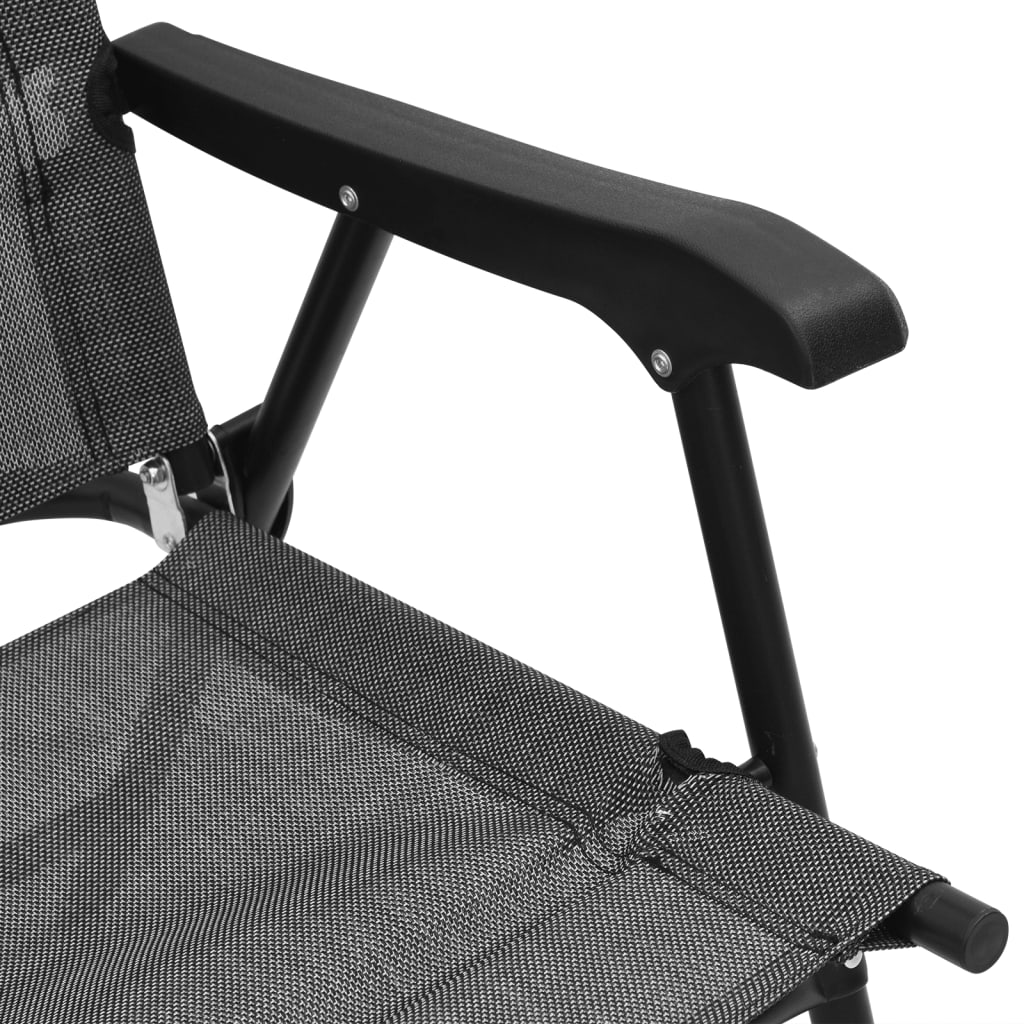 8-Piece Folding Garden Chairs, Melange Grey Steel & Textilene