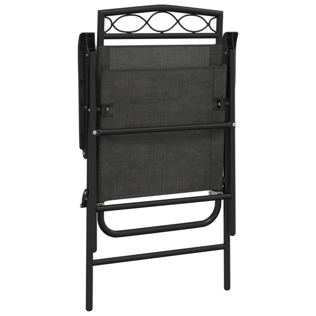 Melange Grey Steel & Textilene Folding Garden Chairs, Set of 4