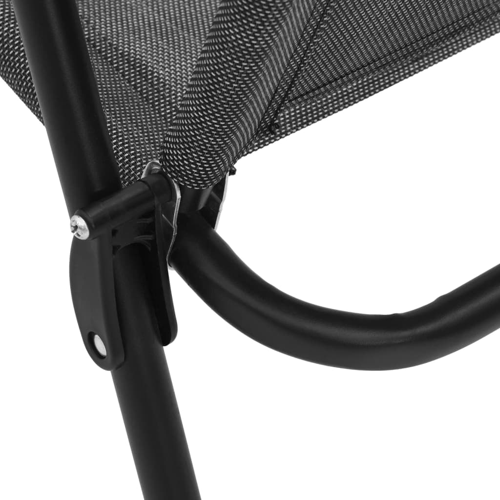 Melange Grey Steel & Textilene Folding Garden Chairs, Set of 4