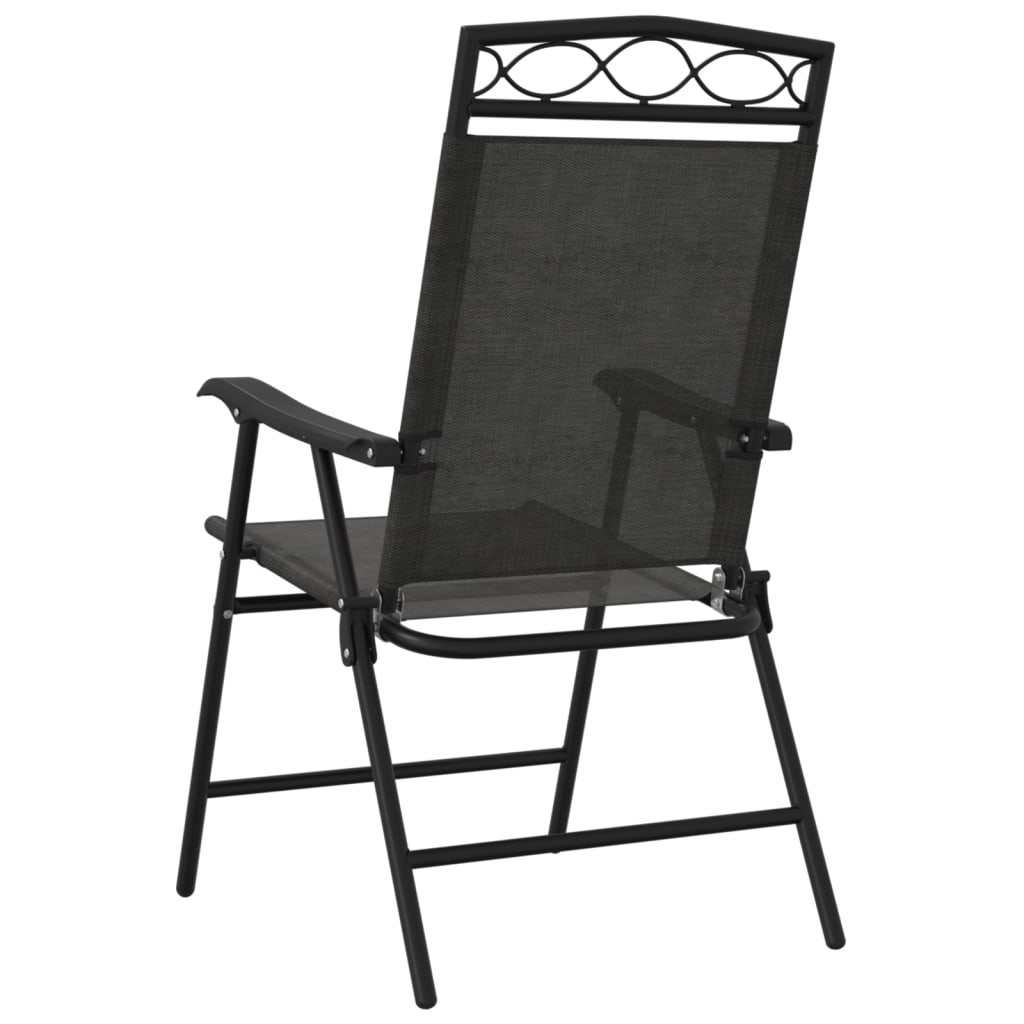 8-Piece Melange Grey Folding Garden Chairs - Steel & Textilene