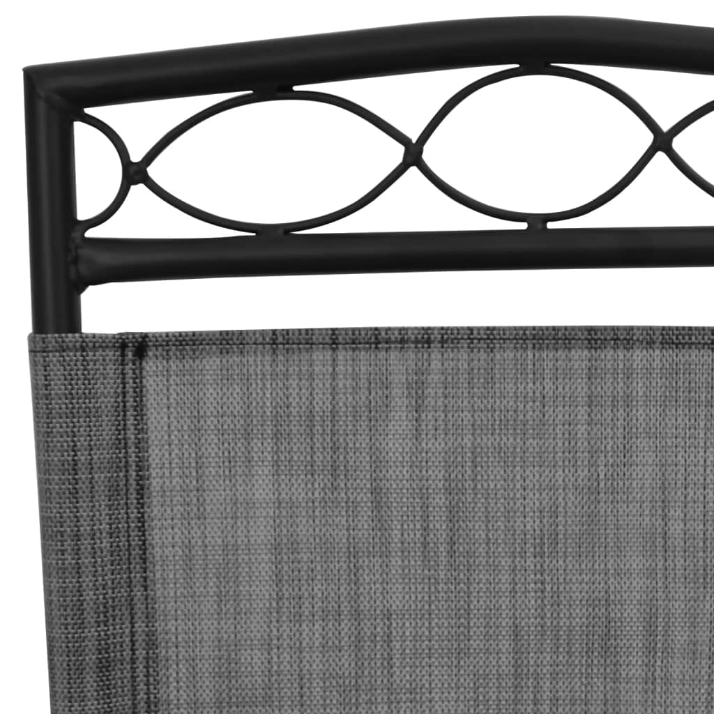 8-Piece Melange Grey Folding Garden Chairs - Steel & Textilene