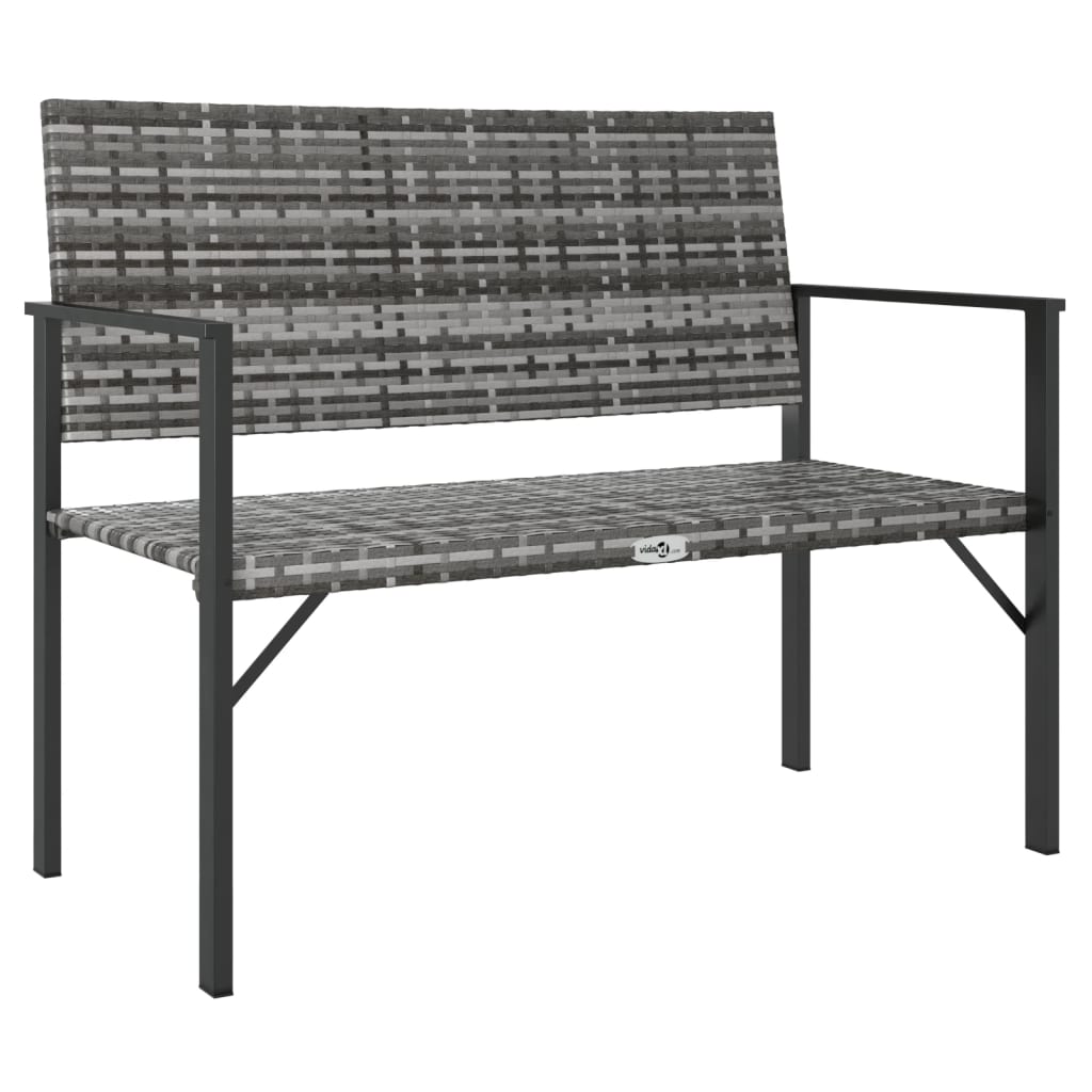 2-Seater Grey Poly Rattan Garden Bench - Stylish & Durable