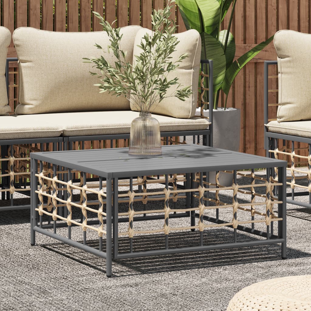 Anthracite Poly Rattan Garden Table 70x70x34 cm