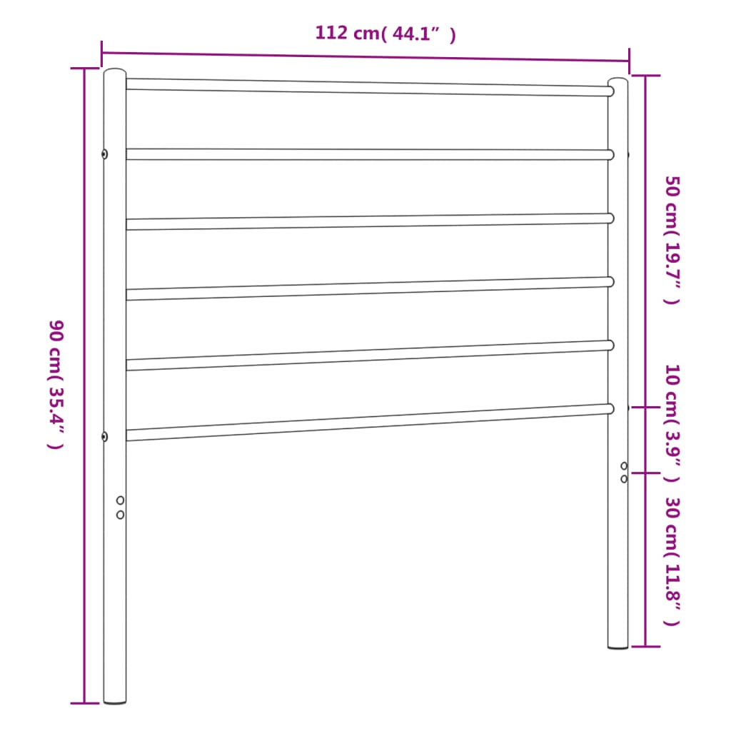 Elegant Black Metal Headboard - Sturdy 107 cm Frame