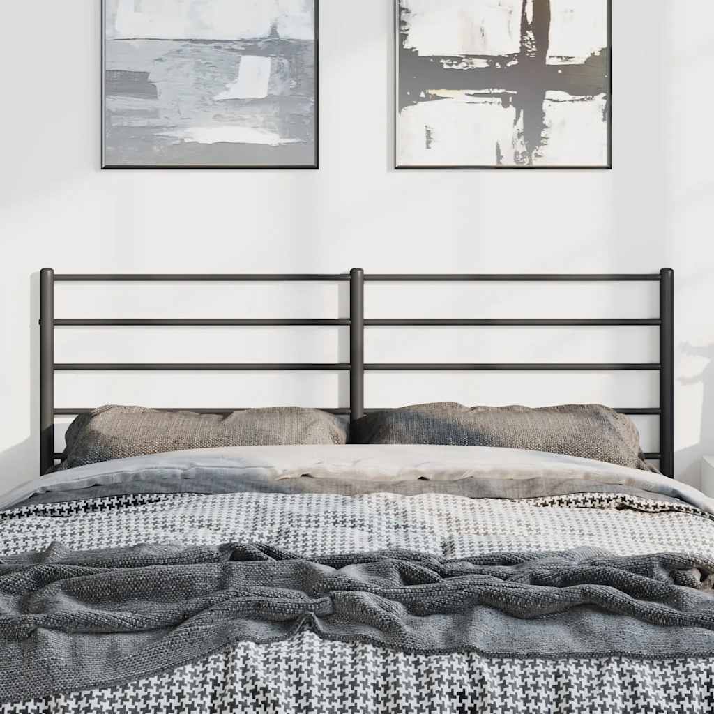 Stylish Black Metal Headboard - 135 cm Modern Design