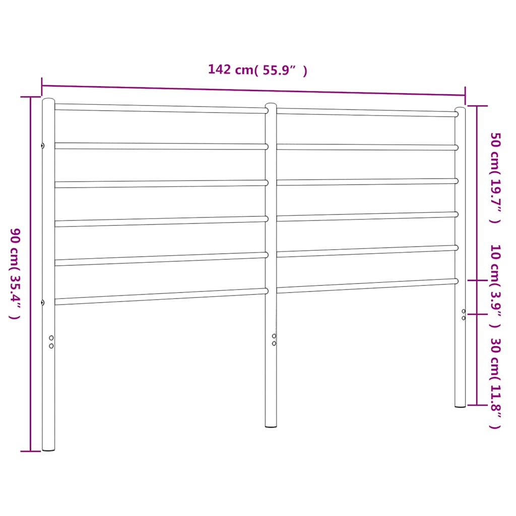 Stylish Black Metal Headboard - 135 cm Modern Design