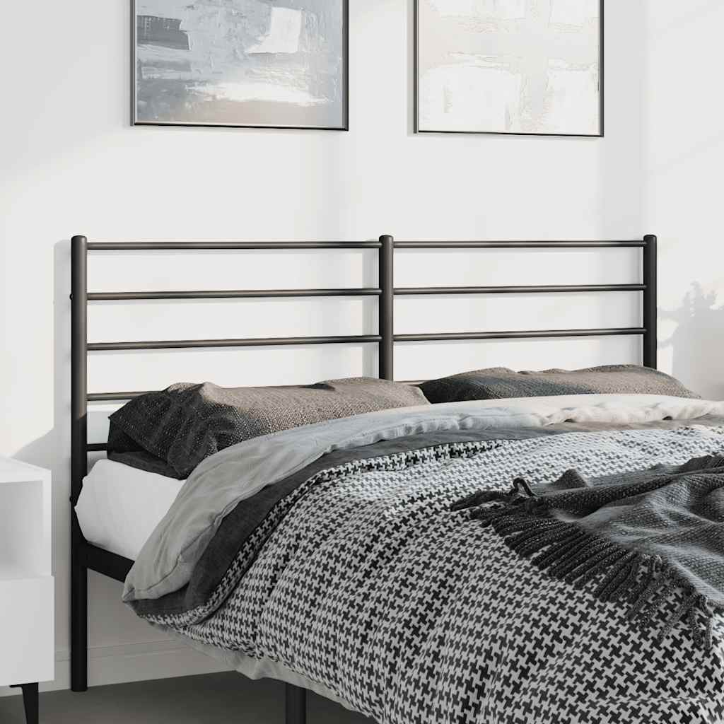Stylish Black Metal Headboard - 135 cm Modern Design