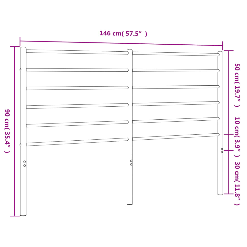 Sleek Black Metal Headboard - 140 cm Elegant Bedroom Addition
