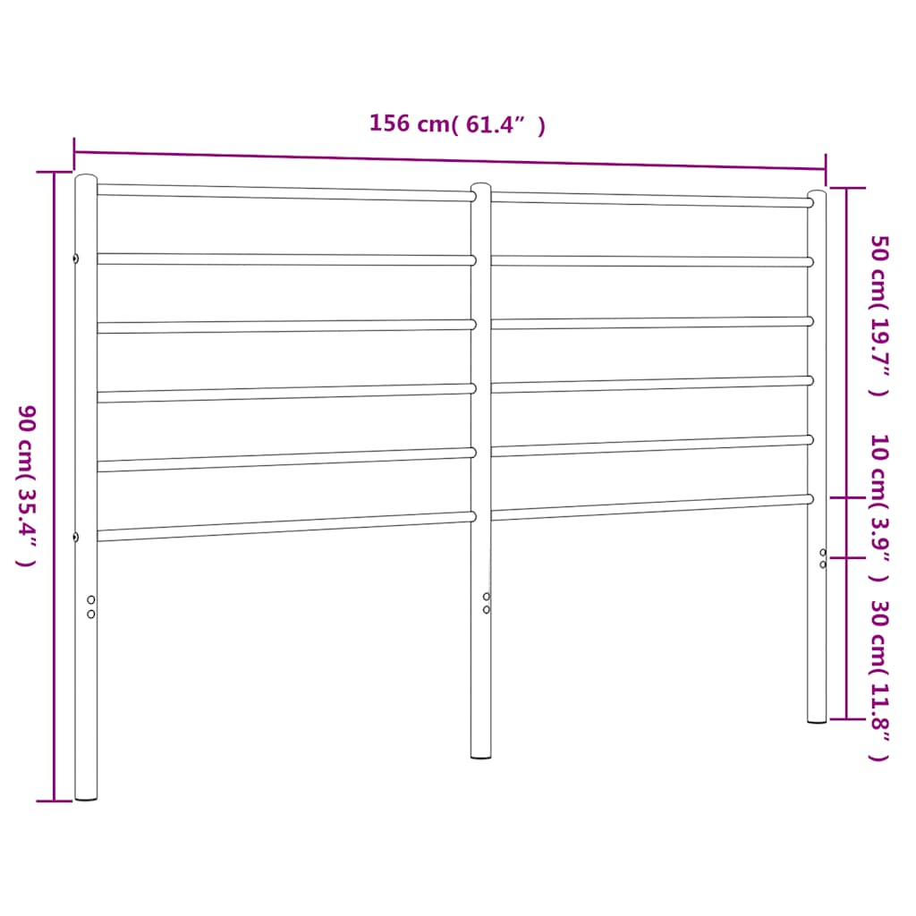 Sleek Black Metal Headboard 150 cm - Modern Bedroom Upgrade
