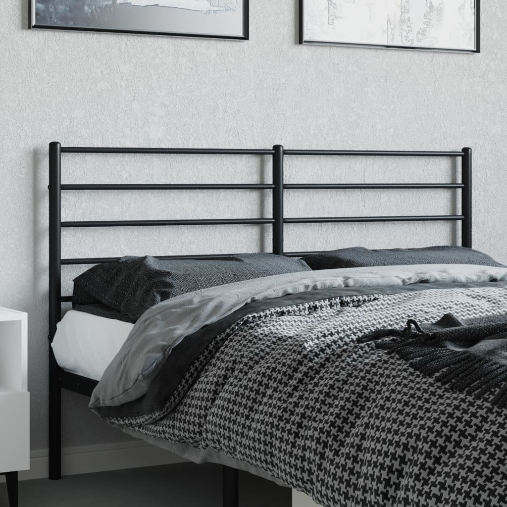 Sleek Black Metal Headboard - Stylish Design, 160 cm