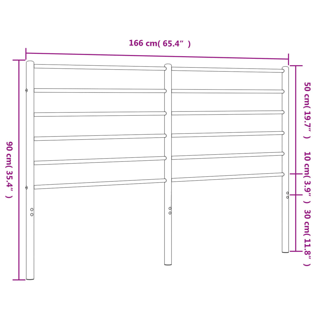 Sleek Black Metal Headboard - Stylish Design, 160 cm