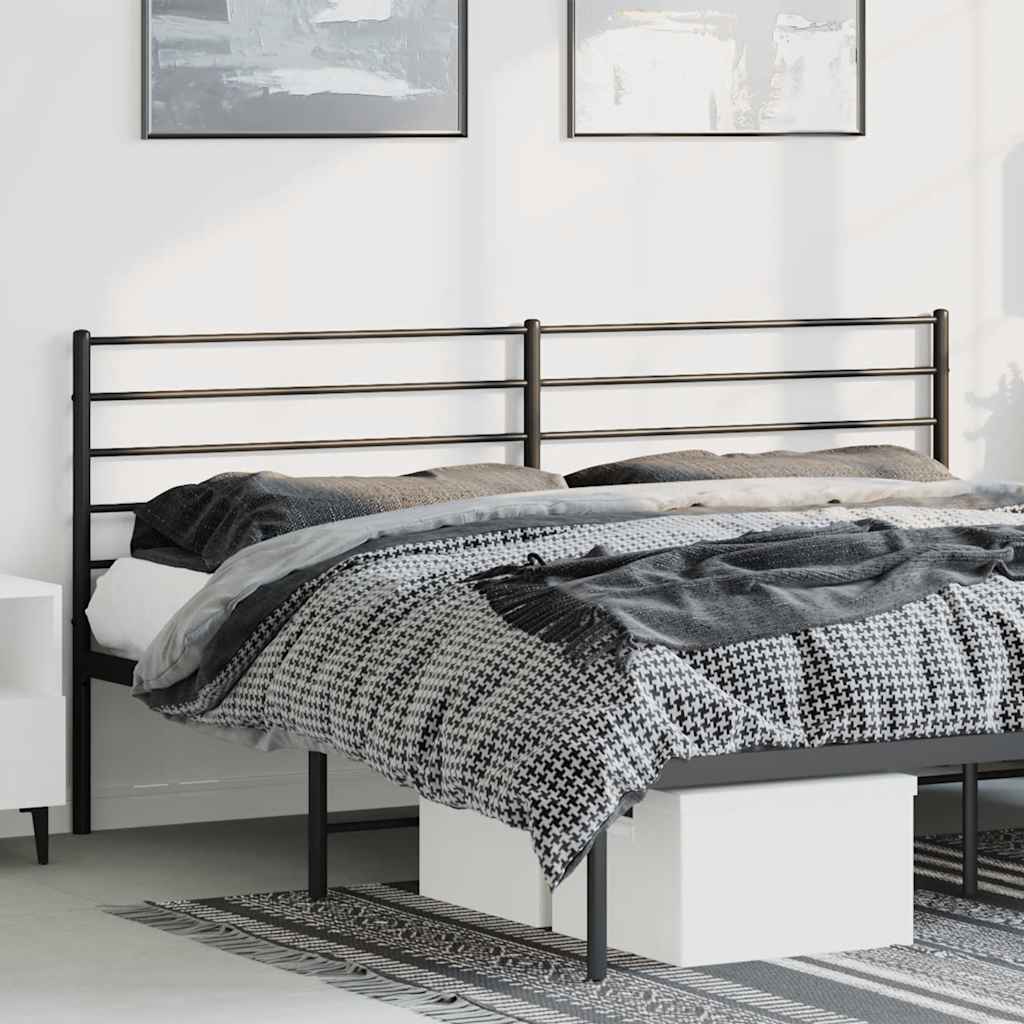 Sleek Black Metal Headboard - 180 cm Modern Bedroom Design