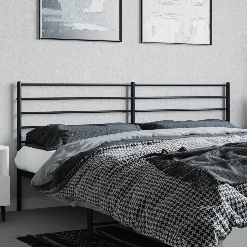 Sleek Black Metal Headboard - 200 cm Modern Bedroom Essential