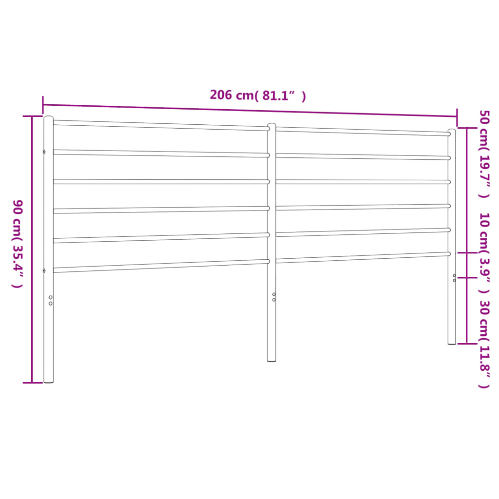 Sleek Black Metal Headboard - 200 cm Modern Bedroom Essential