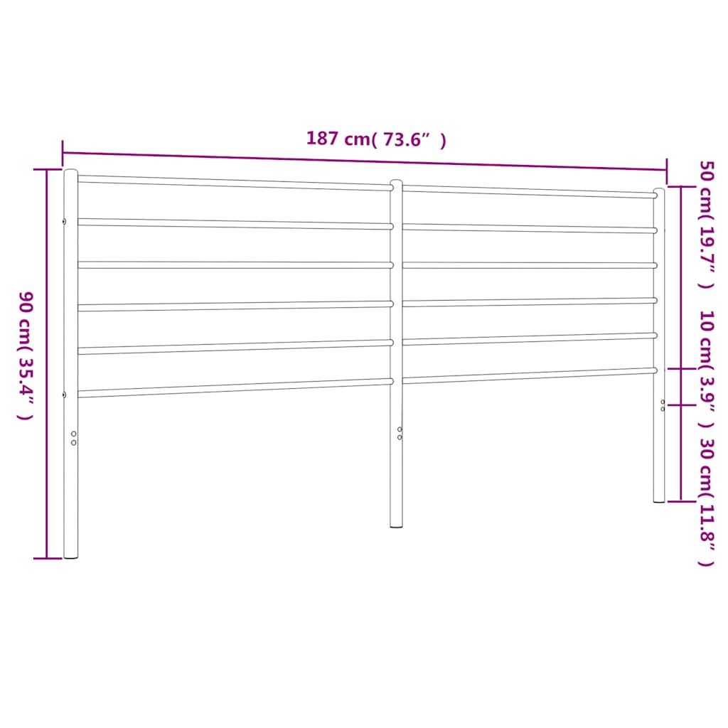 Sleek White Metal Headboard - 180 cm for Elegant Bedroom Decor