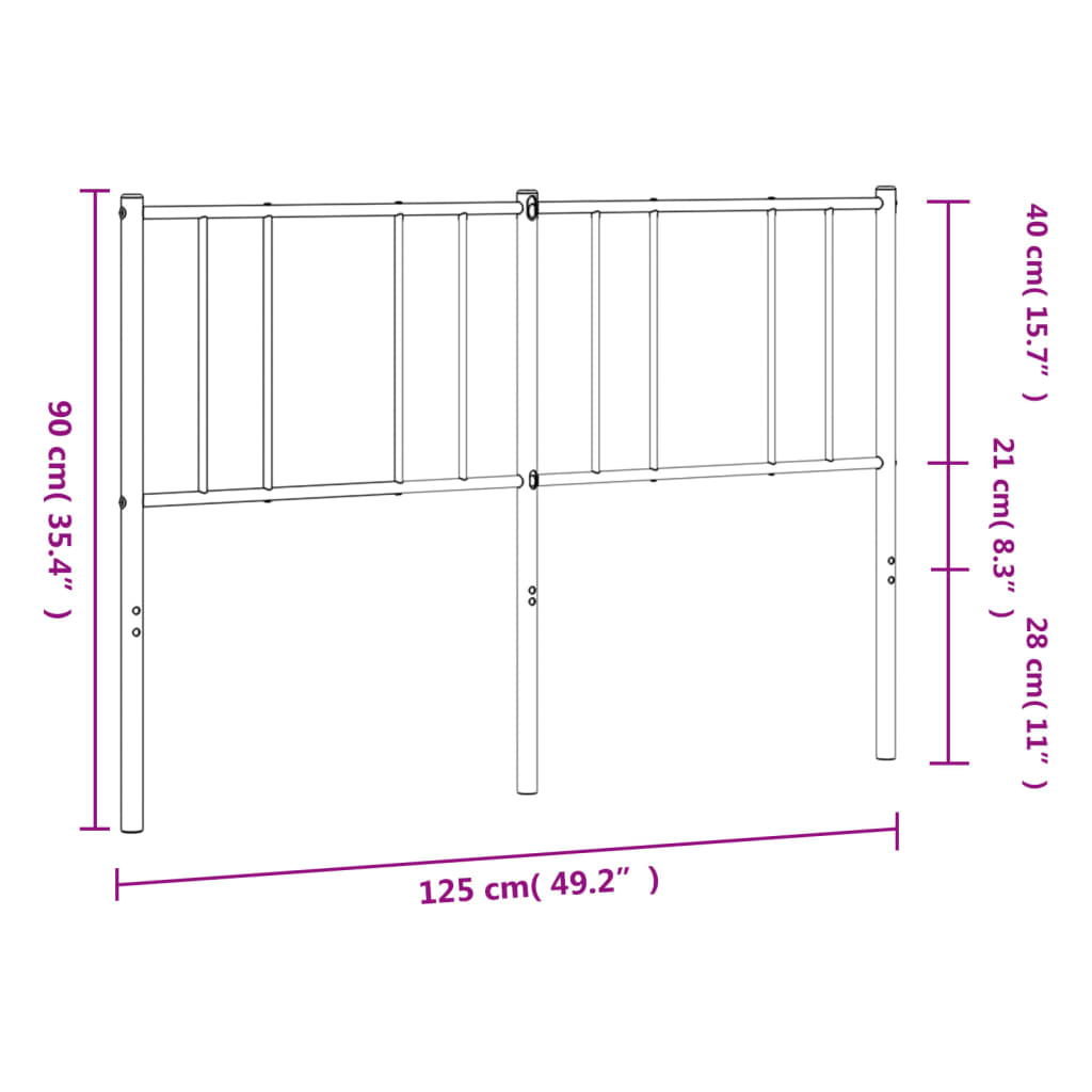 Sleek Black Metal Headboard - 120 cm Stylish & Durable Design