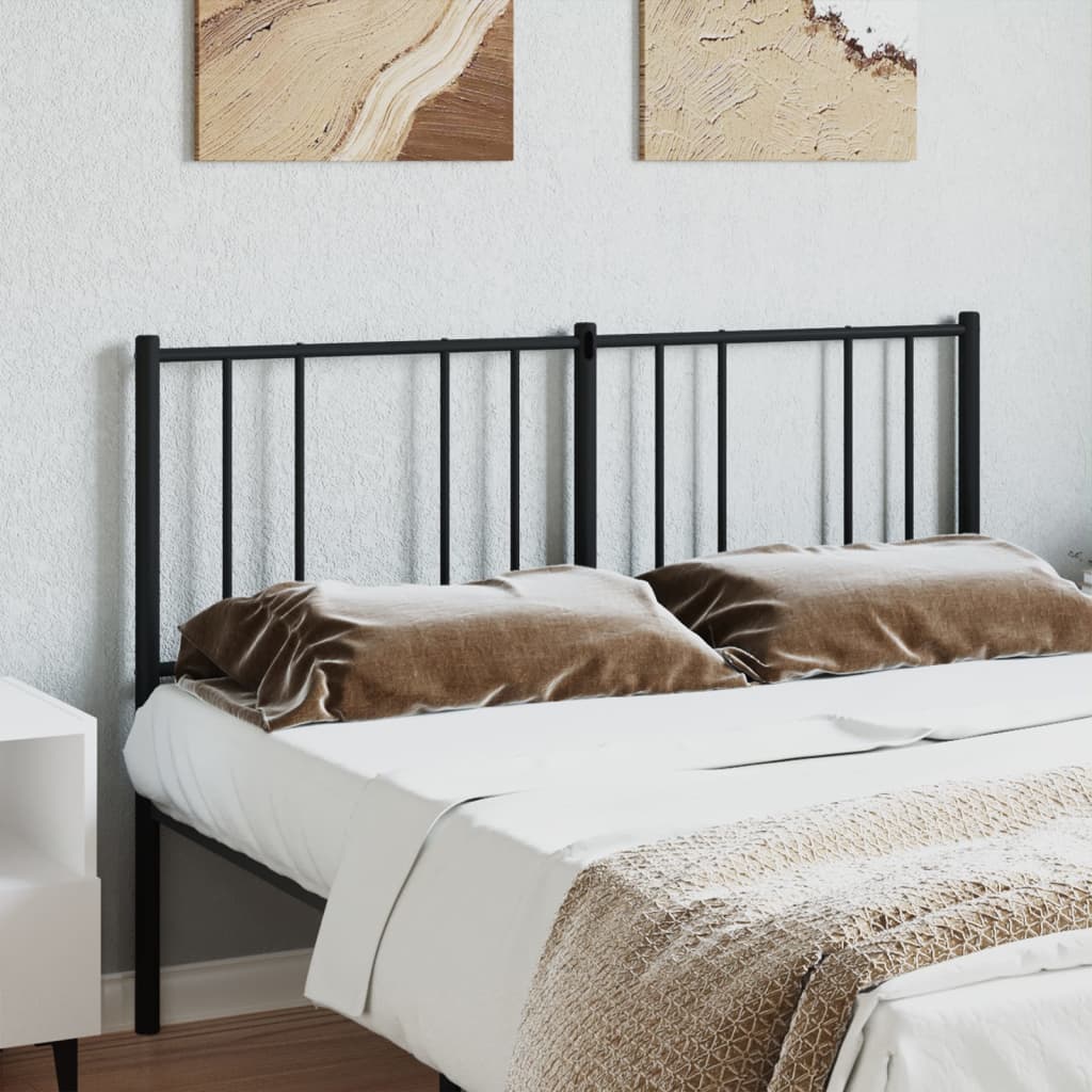 Sleek Black Metal Headboard - 140 cm for Modern Elegance