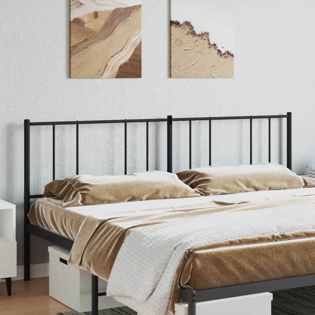 Sleek Black Metal Headboard - 200 cm Modern Design