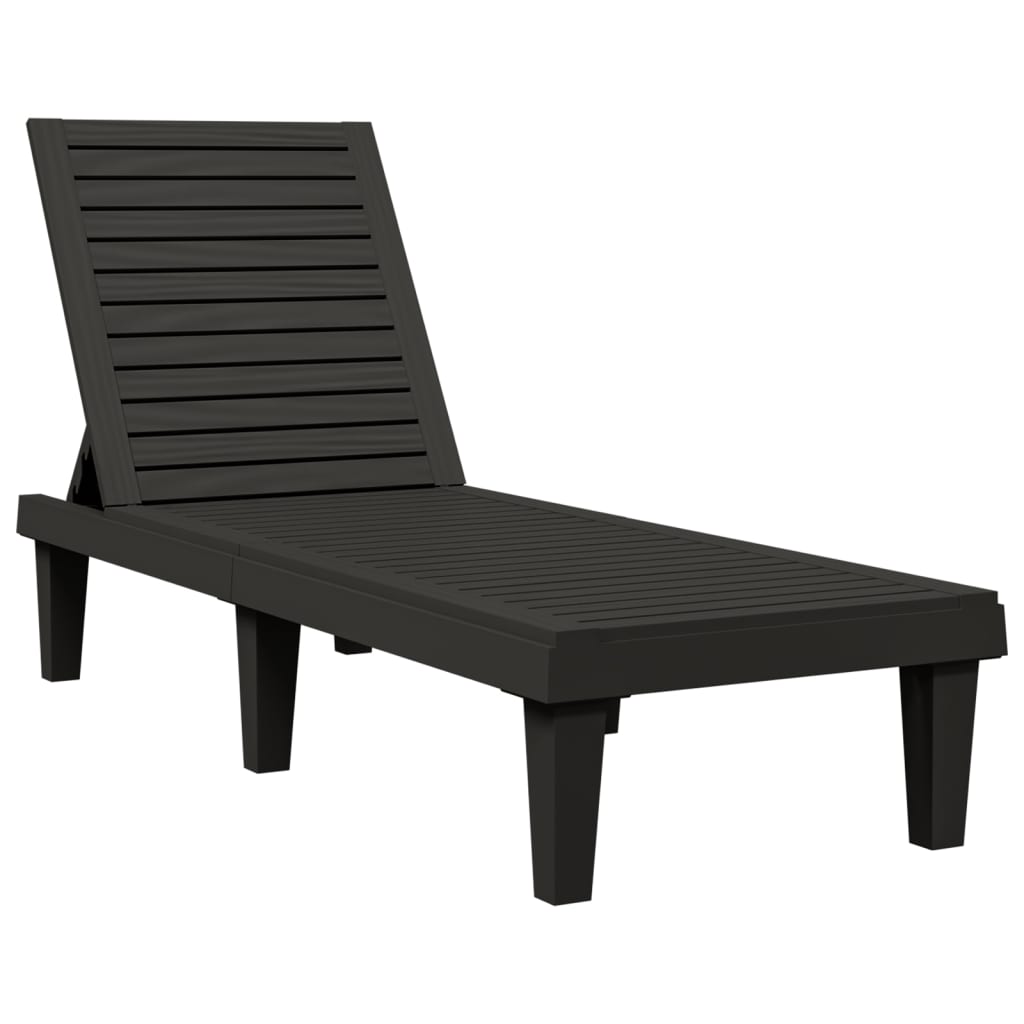 Sleek Black Sun Lounger - 155x58x83 cm Polypropylene Bliss