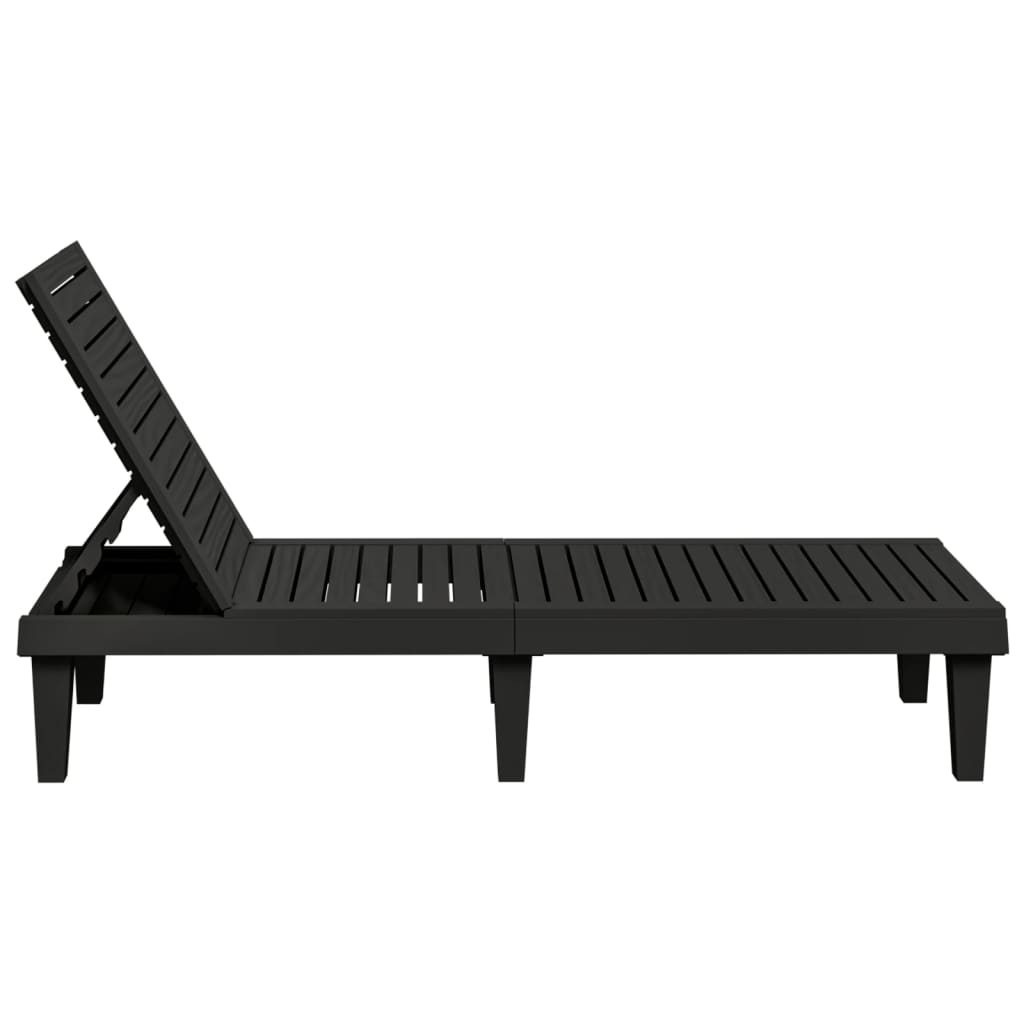 Sleek Black Sun Lounger - 155x58x83 cm Polypropylene Bliss