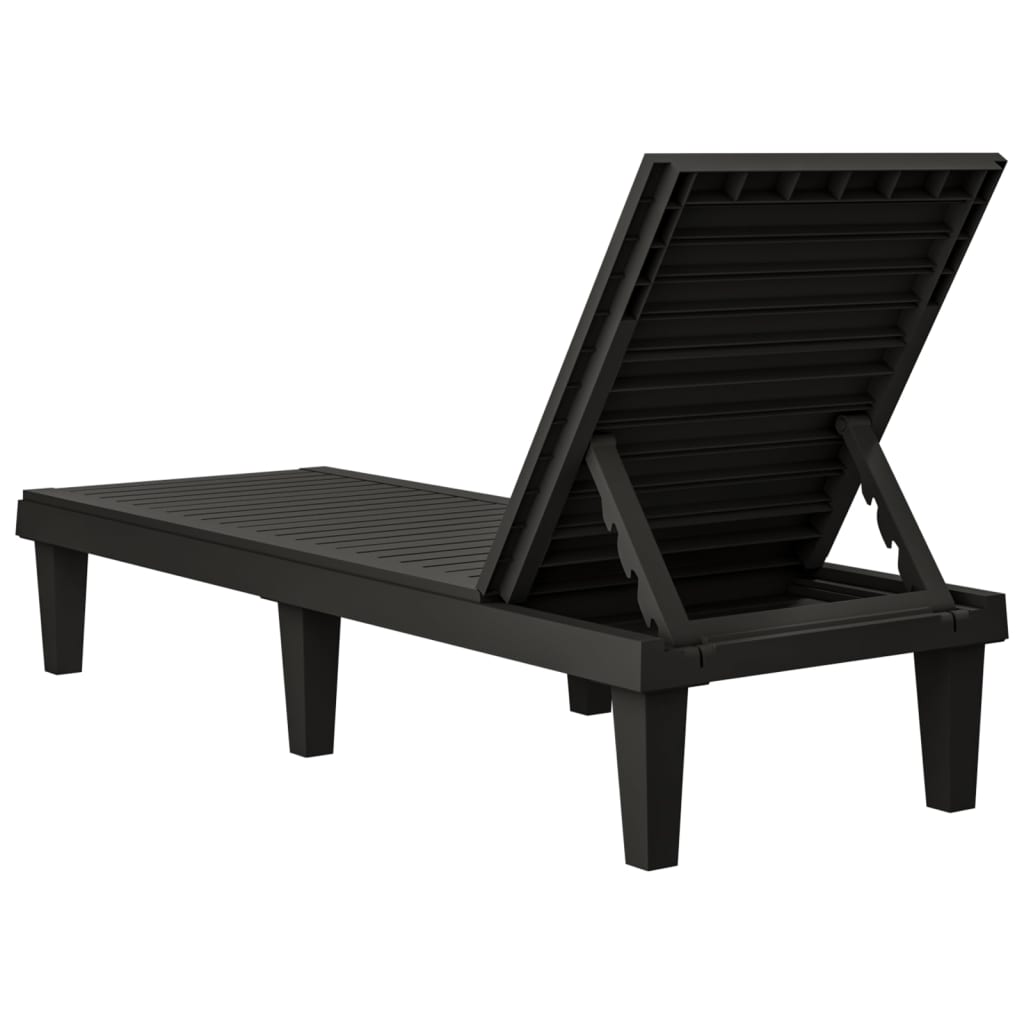 Sleek Black Sun Lounger - 155x58x83 cm Polypropylene Bliss