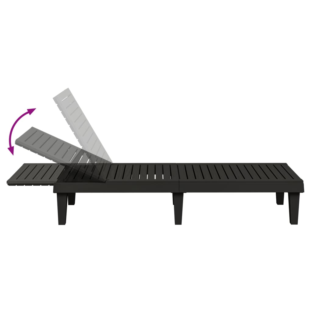 Sleek Black Sun Lounger - 155x58x83 cm Polypropylene Bliss