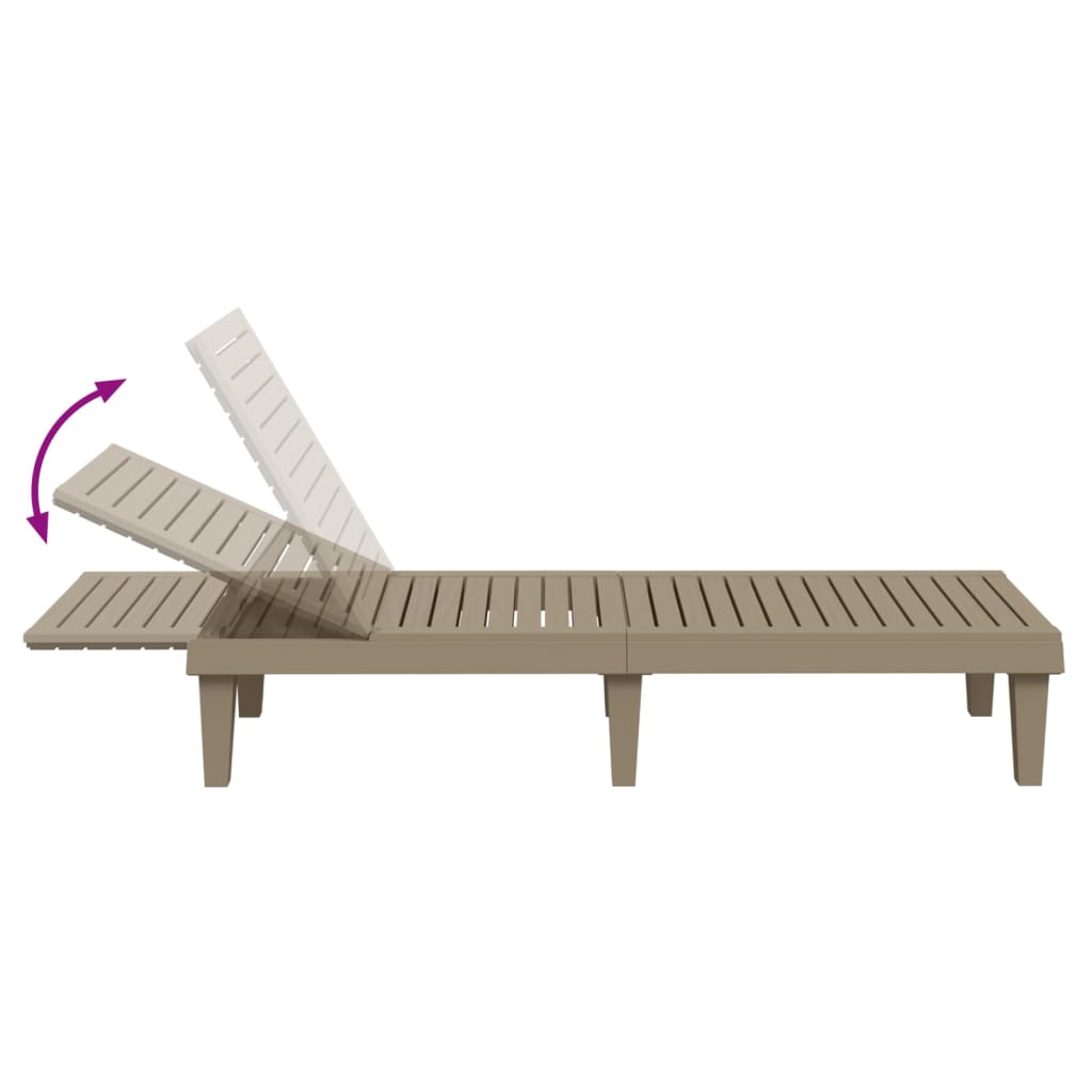 Light Brown Polypropylene Sun Lounger 155x58x83 cm